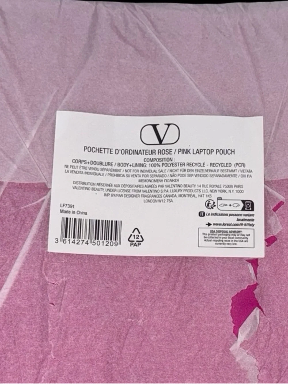 Valentino Hot Pink Embossed V Suede Laptop Sleeve
